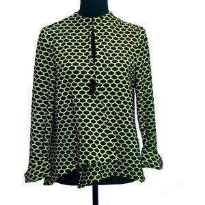 Joseph Ribkoff green black printed asymmetrical blazer jacket Sz 8